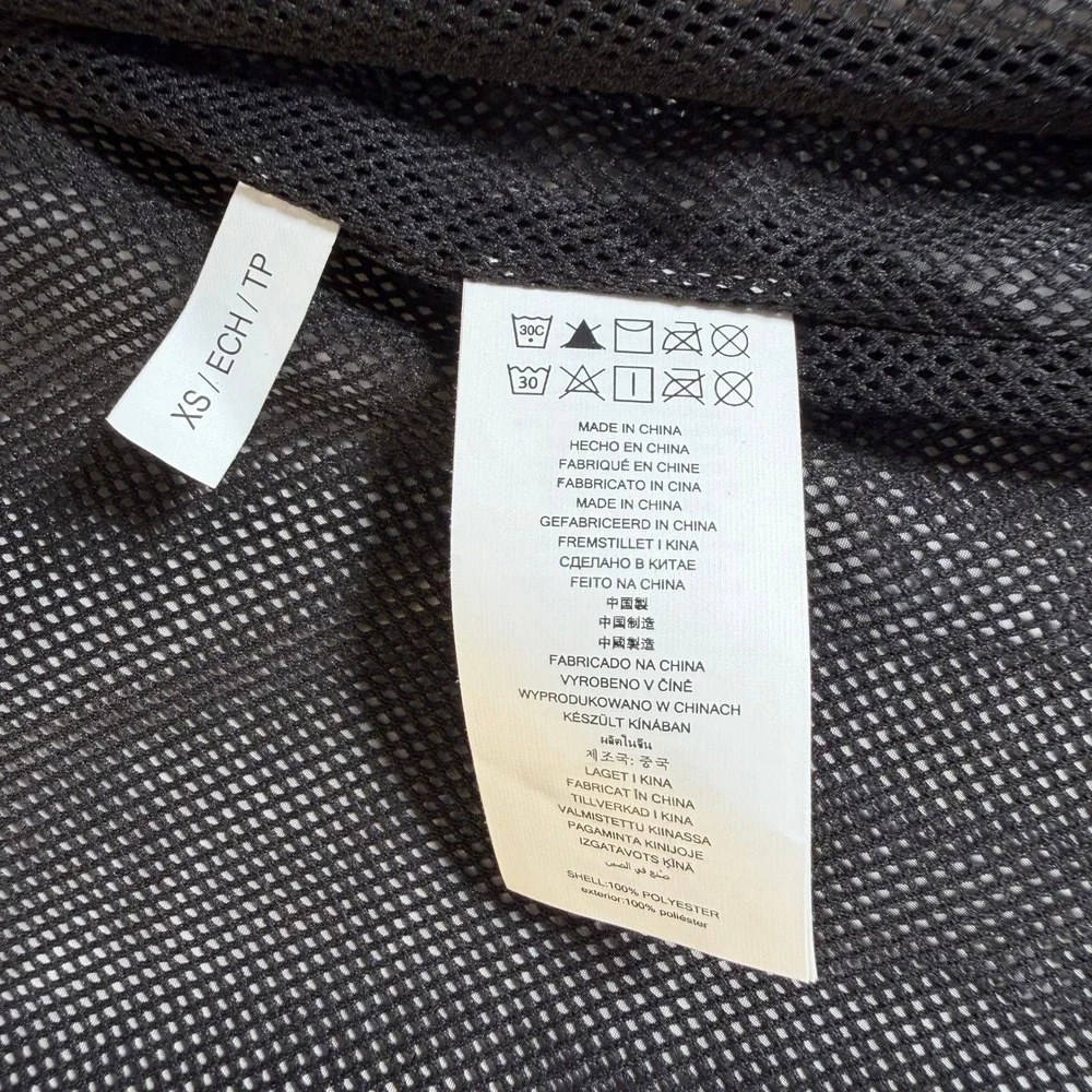 Michael Kors Womens Logo Print Hooded Windbreaker Jacket Black White XS #3866